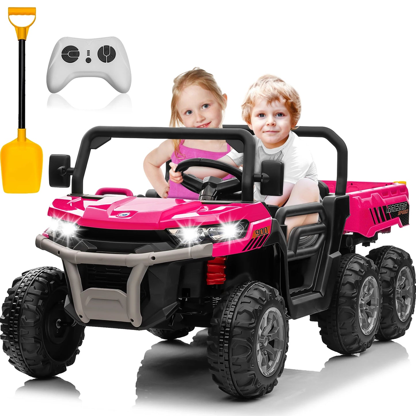 24V Children'S Dual-Seat Vehicle - 4×75W Powerful Motor, Remote Control/Manual Dual Mode, Wireless Music + Electric Dump