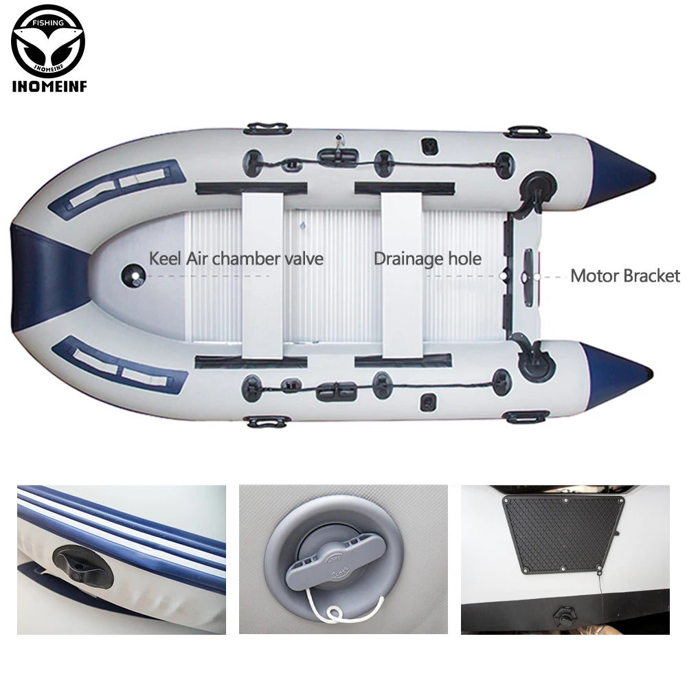 5-6 Person Assault Boats With Aluminum Floor 3.8m PVC  Anti-collision Fishing Inflatable Rowing Boat Speed Raft Accessories