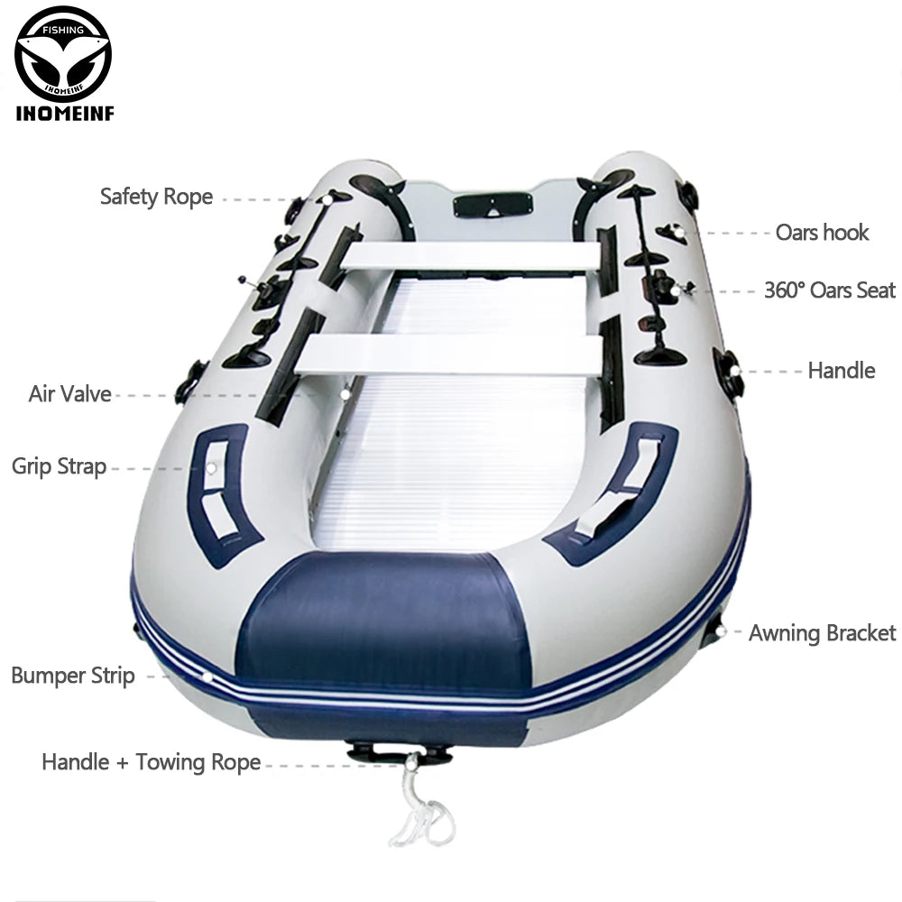 5-6 Person Assault Boats With Aluminum Floor 3.8m PVC  Anti-collision Fishing Inflatable Rowing Boat Speed Raft Accessories