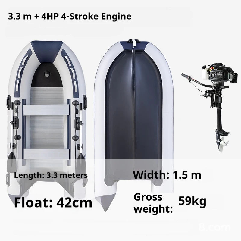 5–6 Person Inflatable Assault Boat 3.8m PVC Fishing Raft with Aluminum Floor, Anti-Collision Design & Rowing Accessories