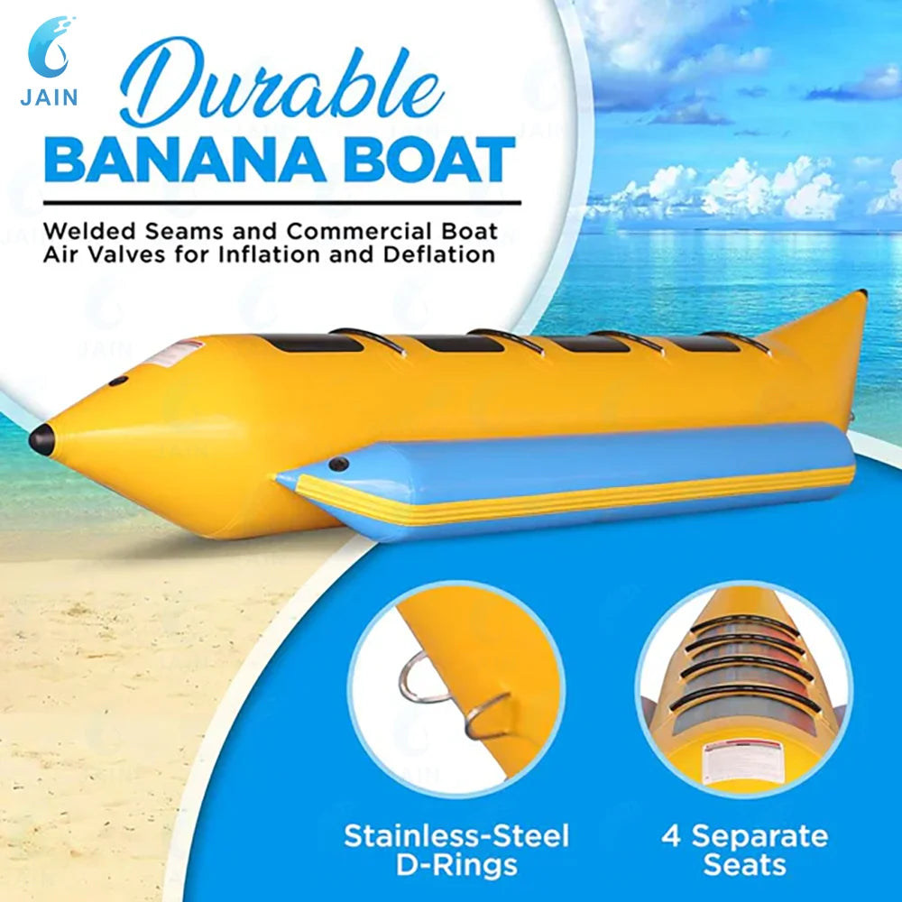 Inflatable Banana Boat, Outdoor High-Traction Floating Banana Boat, Water Park Amusement Surfing Equipment, 5 people