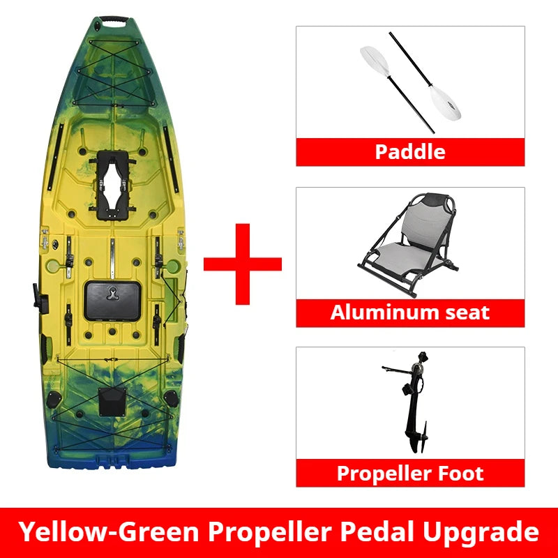 2-Seater Modular Kayak, Electric/Pedal-Driven HDPE Canoe with Aluminum Seats, Portable Fishing Boat for Lake Recreation