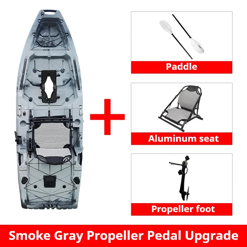 2-Seater Modular Kayak, Electric/Pedal-Driven HDPE Canoe with Aluminum Seats, Portable Fishing Boat for Lake Recreation
