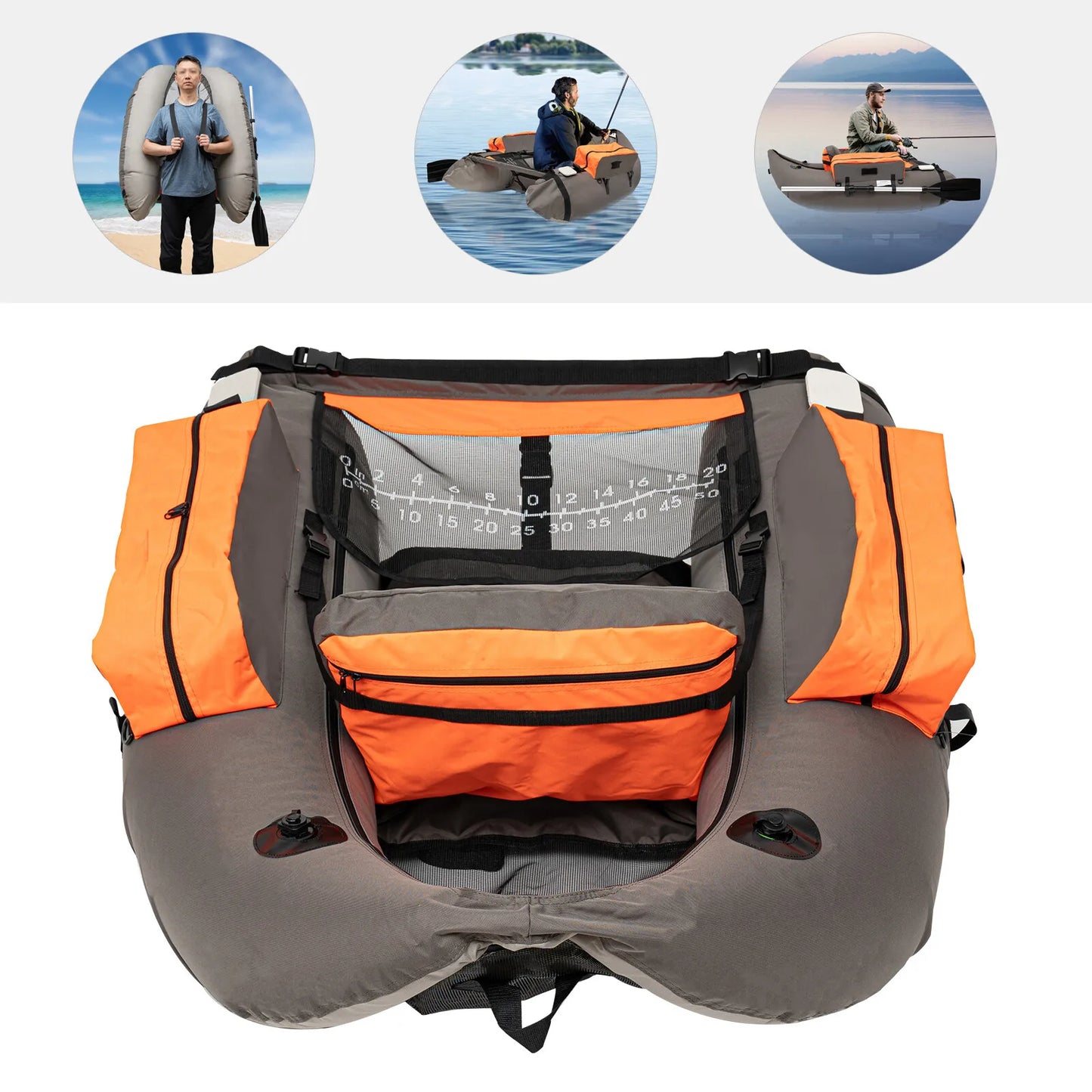 Portable Inflatable Fishing Boat Raft Blow Up Boat with Adjustable Angle Backrest for Outdoor and Fishing