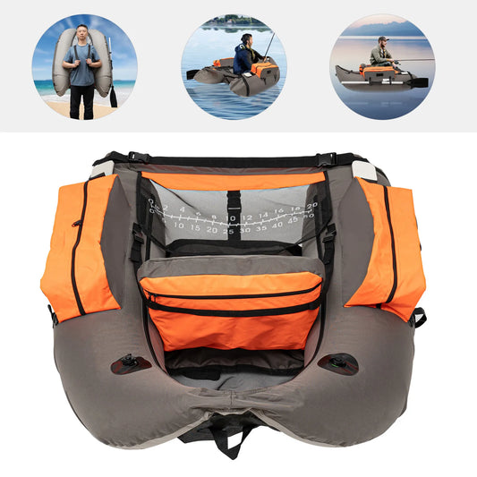 Portable Inflatable Fishing Boat Raft Blow Up Boat with Adjustable Angle Backrest for Outdoor and Fishing