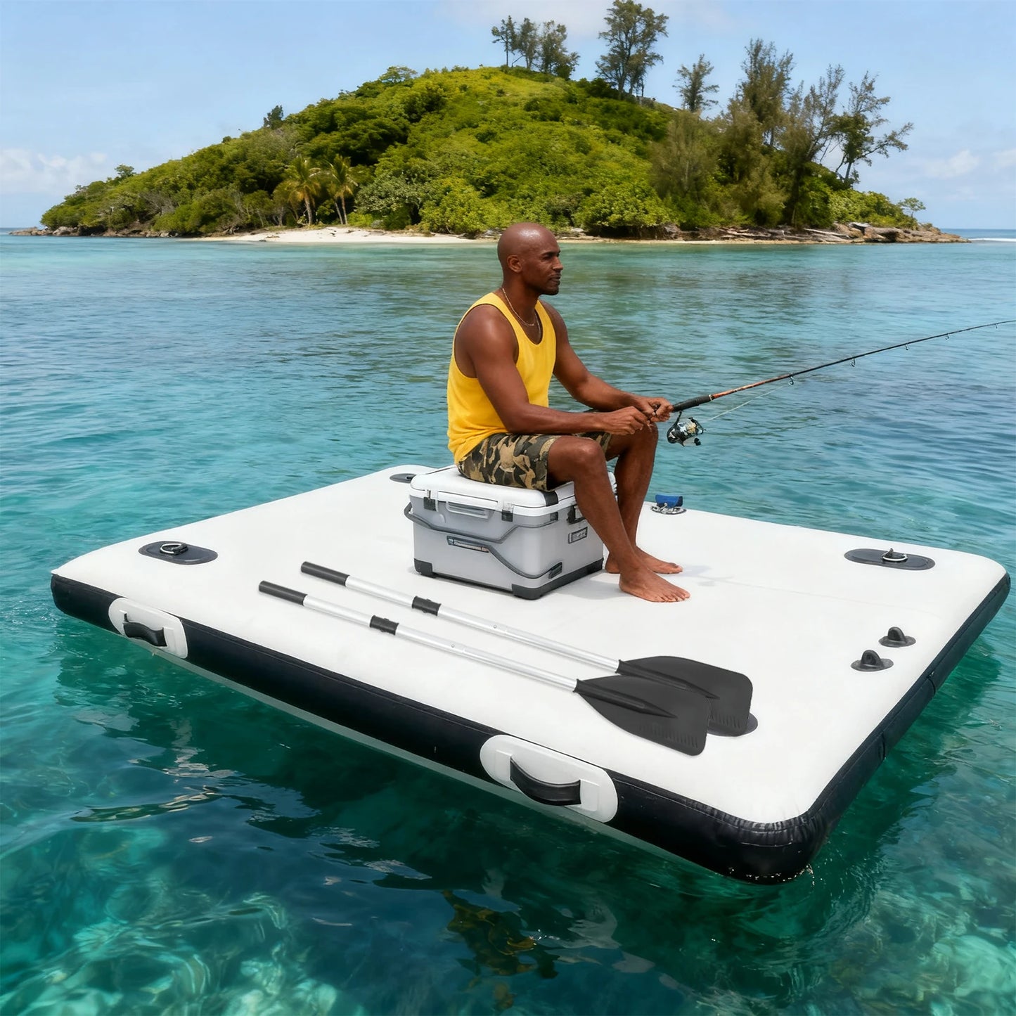 Portable Fishing Boat Inflatable Boat Inflatable Floating Platform for Lake/Swimming Pool 8 PSI