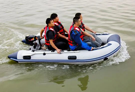 5–6 Person Inflatable Assault Boat 3.8m PVC Fishing Raft with Aluminum Floor, Anti-Collision Design & Rowing Accessories