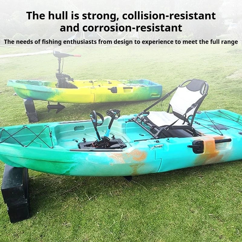 2-Seater Modular Kayak, Electric/Pedal-Driven HDPE Canoe with Aluminum Seats, Portable Fishing Boat for Lake Recreation