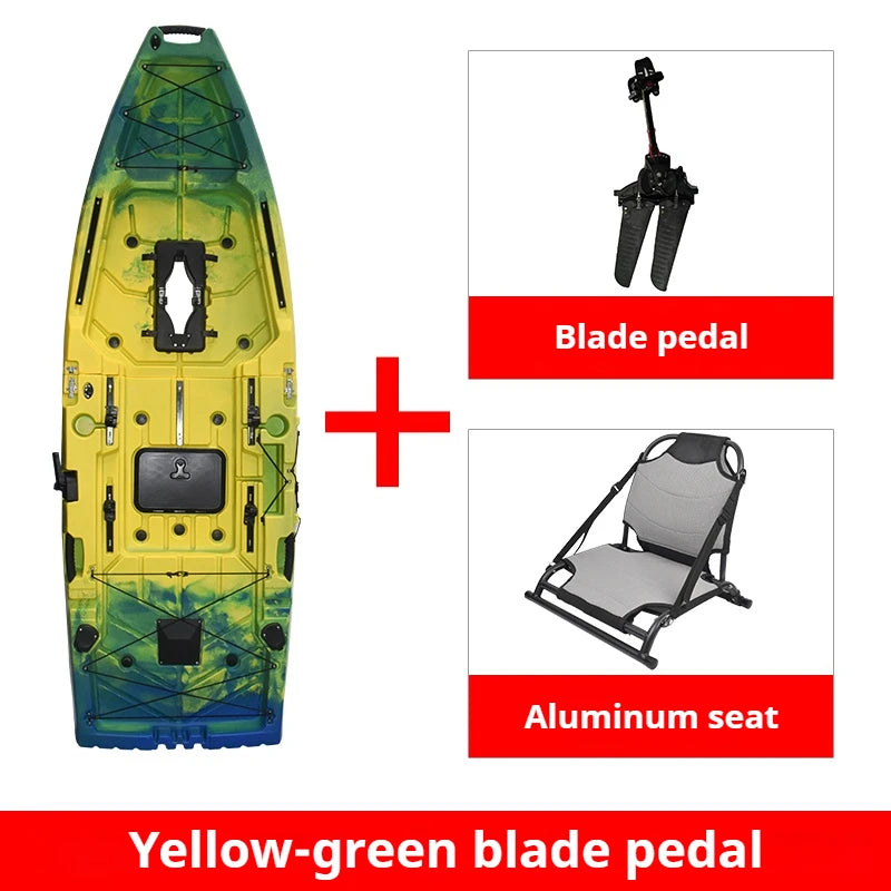 2-Seater Modular Kayak, Electric/Pedal-Driven HDPE Canoe with Aluminum Seats, Portable Fishing Boat for Lake Recreation