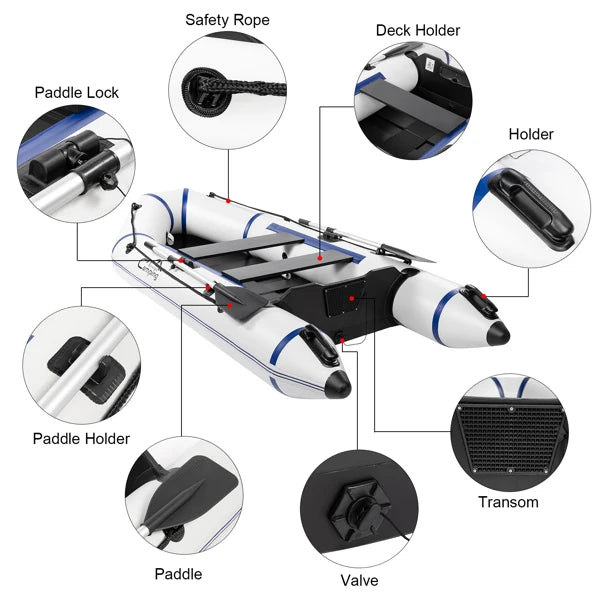 Camping Survivals 10ft PVC 330kg  Water Adult Assault Boat Off-White