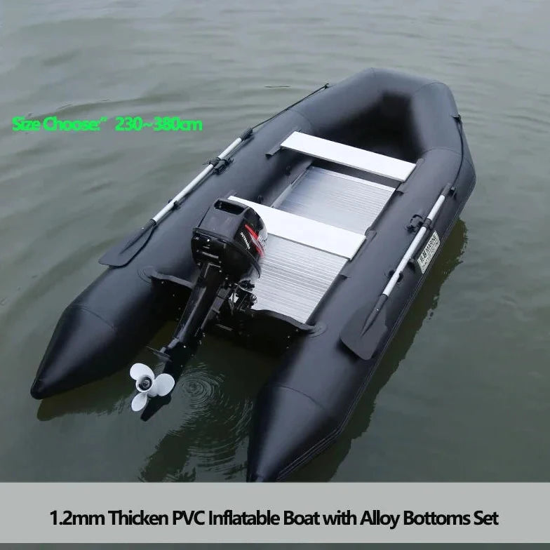 2.3~3.8m Inflatable Boat with Alloy Bottoms Set 1.2mm Thicken PVC Assault Boat V Shape Keel Boat Bottom
