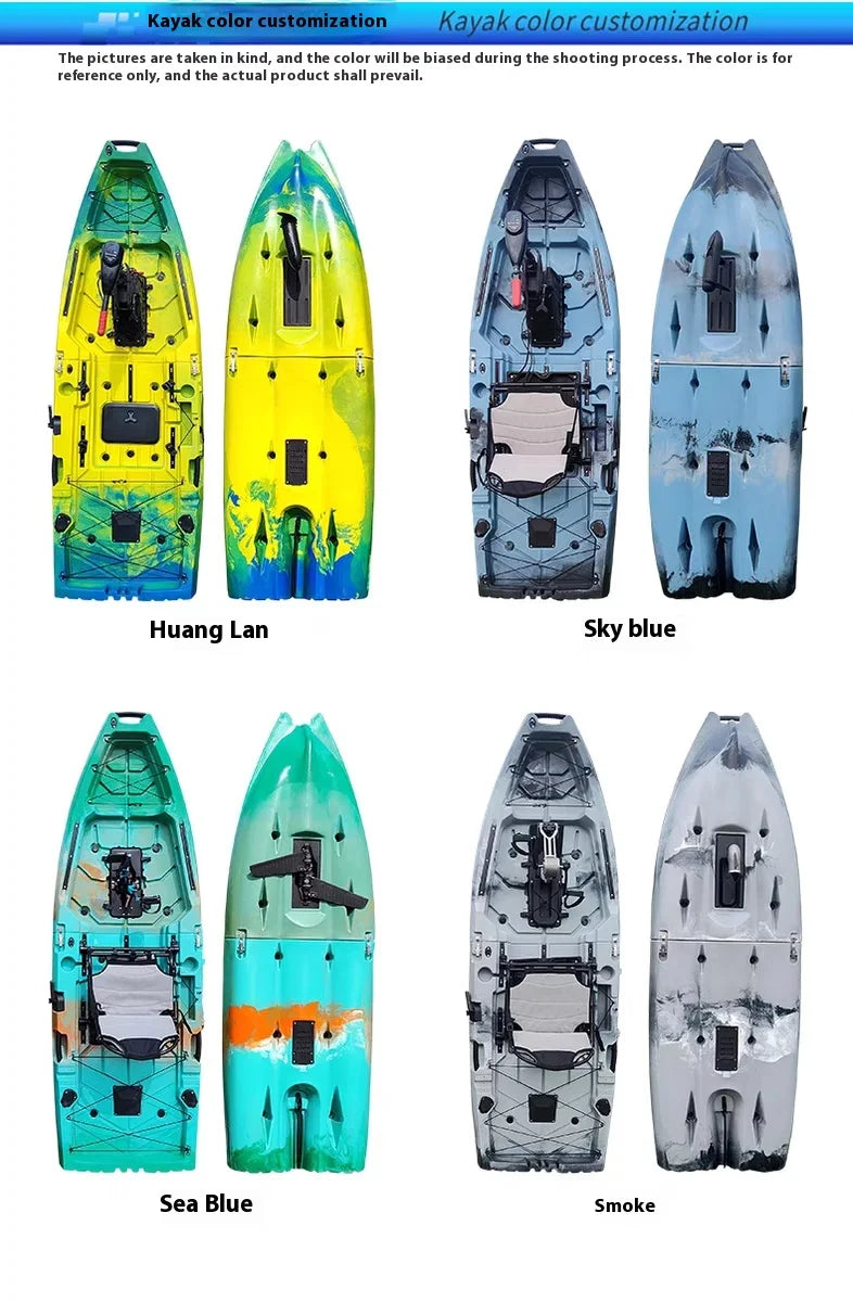 2-Seater Modular Kayak, Electric/Pedal-Driven HDPE Canoe with Aluminum Seats, Portable Fishing Boat for Lake Recreation