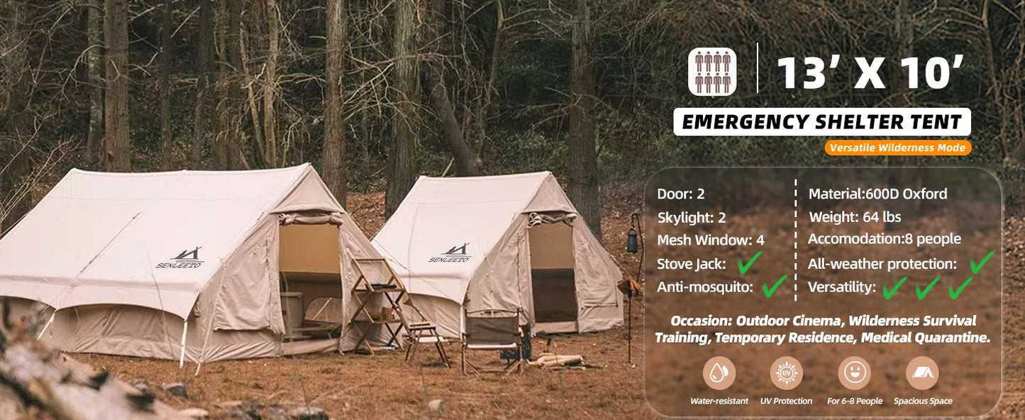 Inflatable Camping Tent, Large Inflatable Tent with Hand Pump, Easy Setup Tents for 8-10 People, Portable Glamping Air Tent