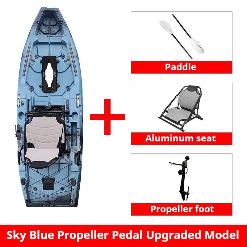 2-Seater Modular Kayak, Electric/Pedal-Driven HDPE Canoe with Aluminum Seats, Portable Fishing Boat for Lake Recreation