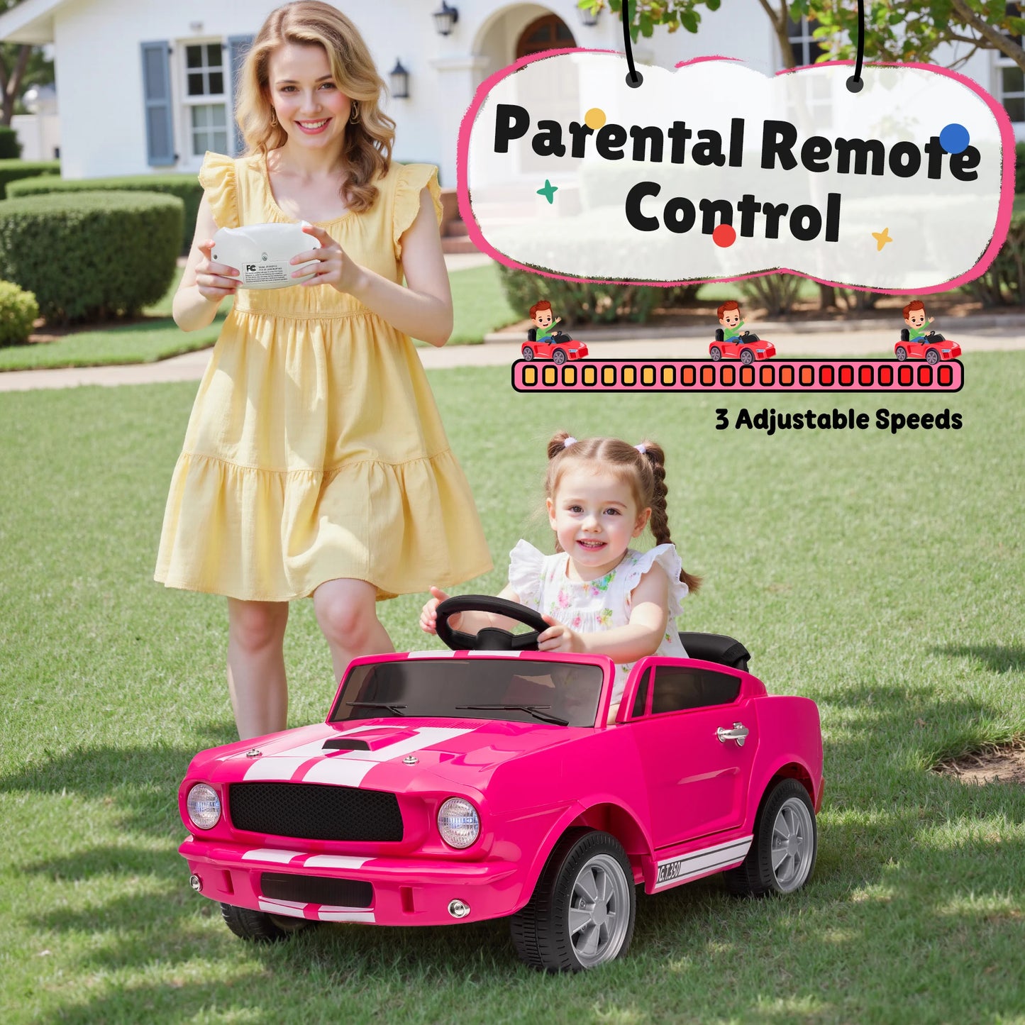 [Official Licensed]Shelby GT350 Kids Electric Car 12V 2WD W/ Parent Remote Control & Safety Belt - All-Terrain Ride-On Toy