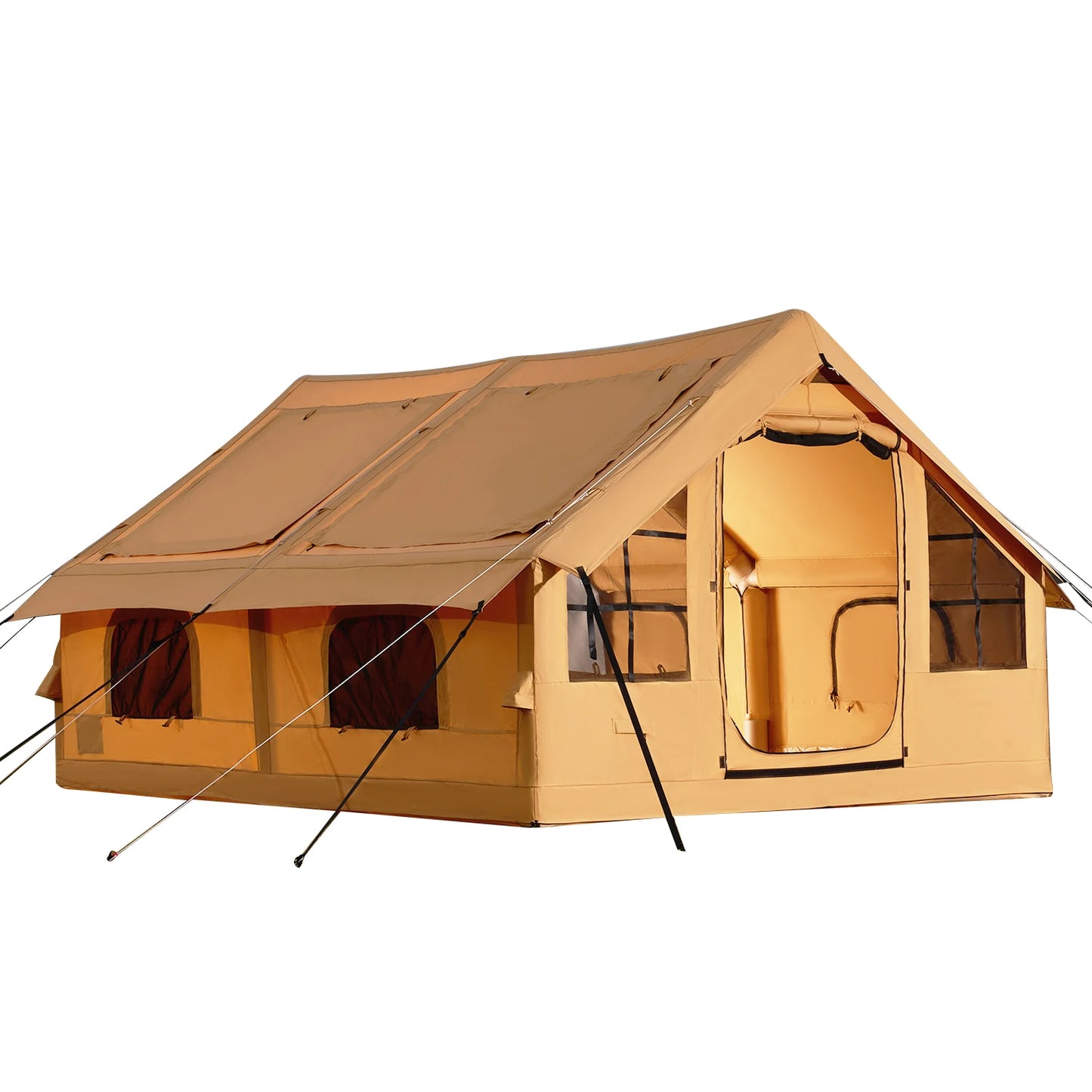 Inflatable Tents for Camping Easy Setup Blow up Tent with Hand Pump Glamping Tent with Skylight Stove Jack Mesh Windows