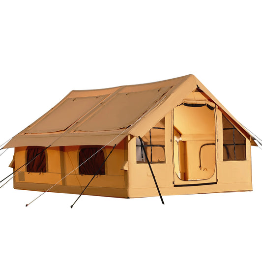 Inflatable Tents for Camping Easy Setup Blow up Tent with Hand Pump Glamping Tent with Skylight Stove Jack Mesh Windows