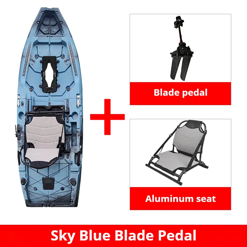 2-Seater Modular Kayak, Electric/Pedal-Driven HDPE Canoe with Aluminum Seats, Portable Fishing Boat for Lake Recreation