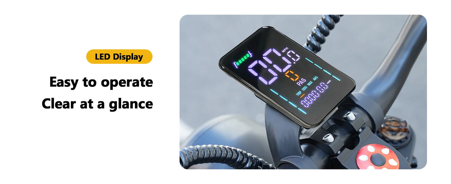 Electric Bicycle Motorcycle 1500W Peak 75Miles Snow Electric Bike 48V18AH Battery Shimano 7-Speed 20*4 Inch Fat Tire E-bike