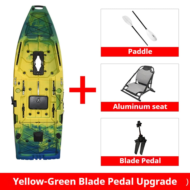 2-Seater Modular Kayak, Electric/Pedal-Driven HDPE Canoe with Aluminum Seats, Portable Fishing Boat for Lake Recreation