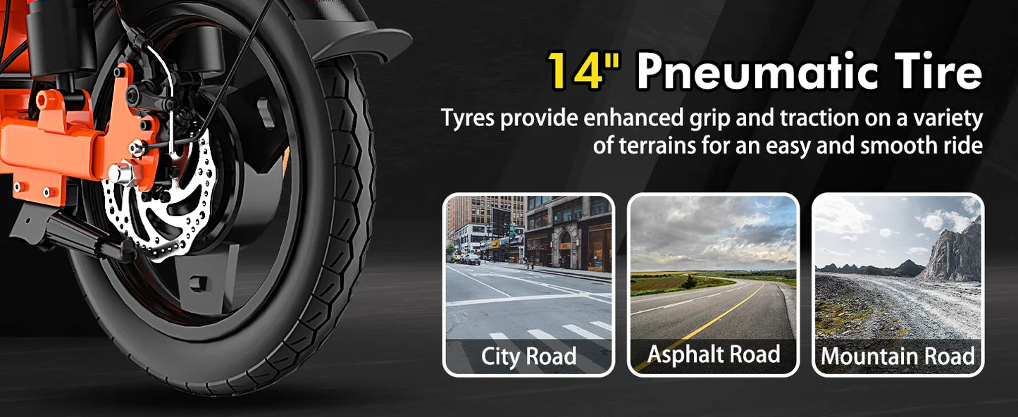 Bodywel T3 Electric Scooter Adults with Seat, 14“ Foldable E Scooter with 1000W Peak Power, 20 MPH, 22-31Miles Range Disc Brake