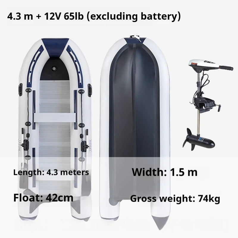 5–6 Person Inflatable Assault Boat 3.8m PVC Fishing Raft with Aluminum Floor, Anti-Collision Design & Rowing Accessories