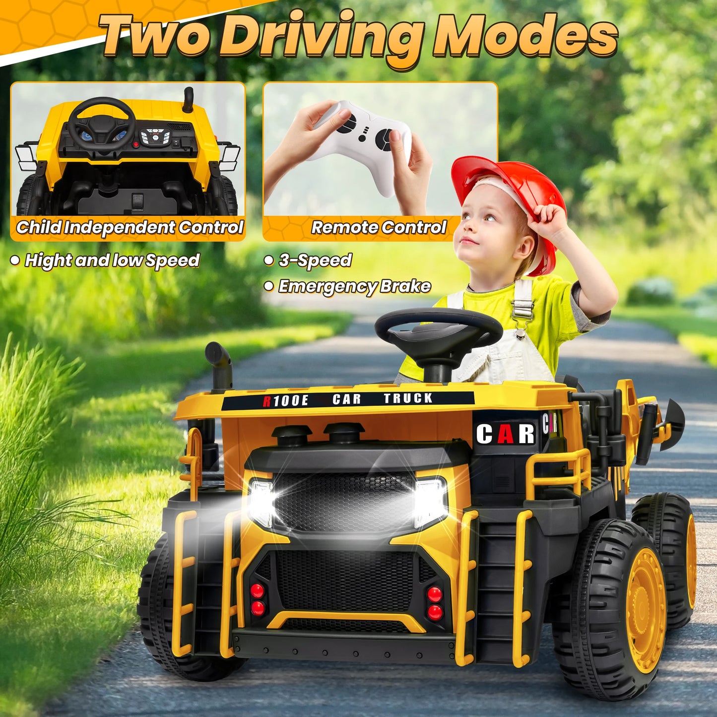24V Ride on Toys w/Remote Control, 2 Seater 400W Ride on Dump Truck, Electric Powered Ride on w/Dump Bed, 3 Speeds, Shovel, Blue