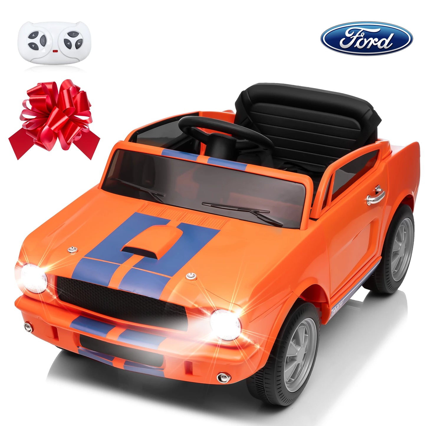 [Official Licensed]Shelby GT350 Kids Electric Car 12V 2WD W/ Parent Remote Control & Safety Belt - All-Terrain Ride-On Toy
