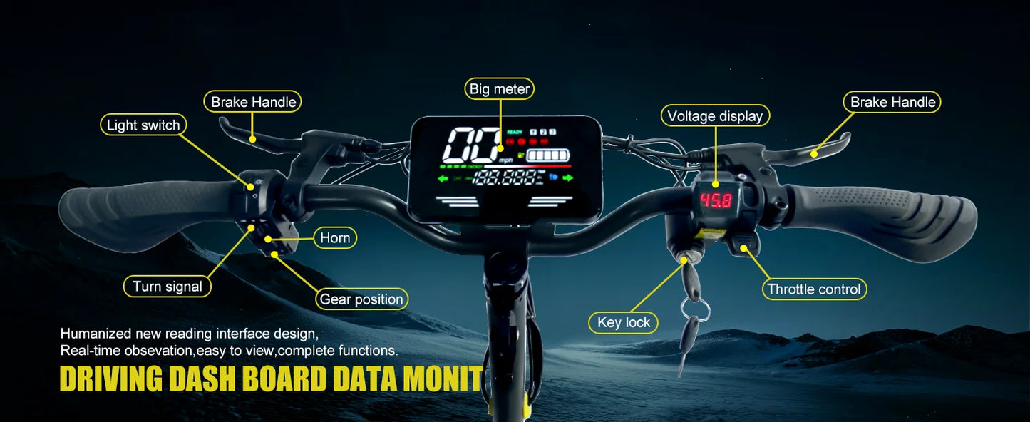GT06 Electric Scooter Adults 30MPH,1200W Motor E-Scooter,11'' Off-Road Tire Scooter with Dual Suspension & Side Light
