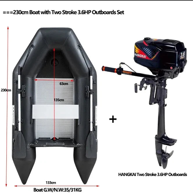 2.3~3.8m Inflatable Boat with Alloy Bottoms Set 1.2mm Thicken PVC Assault Boat V Shape Keel Boat Bottom