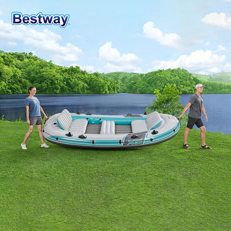 Bestway 65159 5 Person Inflatable Kayak - Durable PVC Material, Large Adventure Boat, Kit Format, Highly Buoyant and Stable