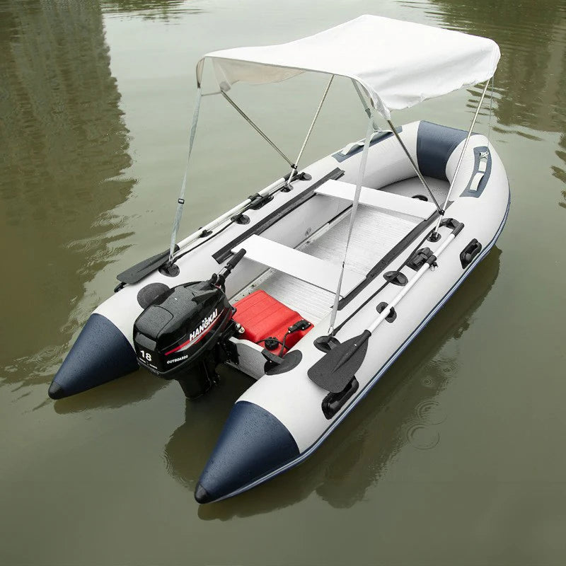 5–6 Person Inflatable Assault Boat 3.8m PVC Fishing Raft with Aluminum Floor, Anti-Collision Design & Rowing Accessories