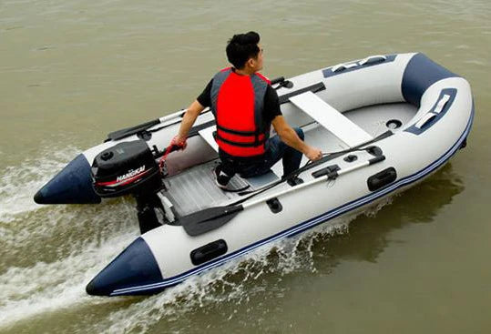 5–6 Person Inflatable Assault Boat 3.8m PVC Fishing Raft with Aluminum Floor, Anti-Collision Design & Rowing Accessories