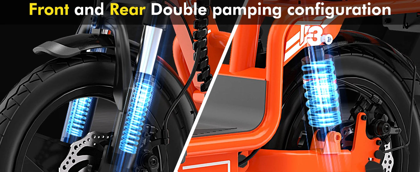 Bodywel T3 Electric Scooter Adults with Seat, 14“ Foldable E Scooter with 1000W Peak Power, 20 MPH, 22-31Miles Range Disc Brake