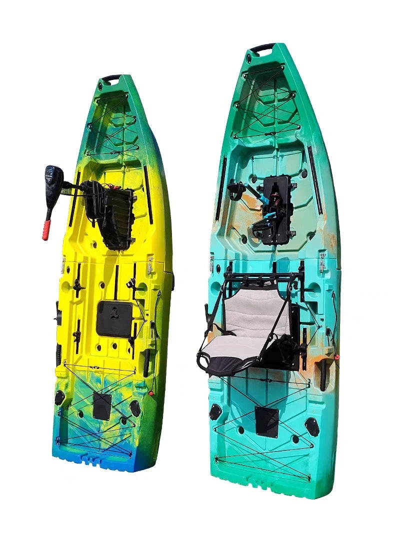 2-Seater Modular Kayak, Electric/Pedal-Driven HDPE Canoe with Aluminum Seats, Portable Fishing Boat for Lake Recreation