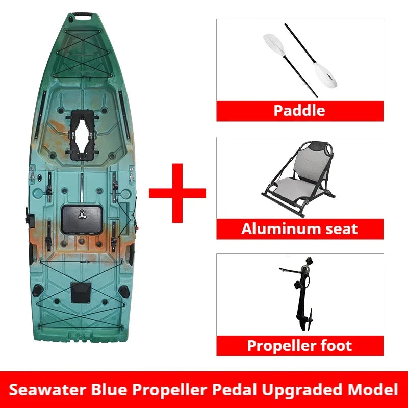 2-Seater Modular Kayak, Electric/Pedal-Driven HDPE Canoe with Aluminum Seats, Portable Fishing Boat for Lake Recreation