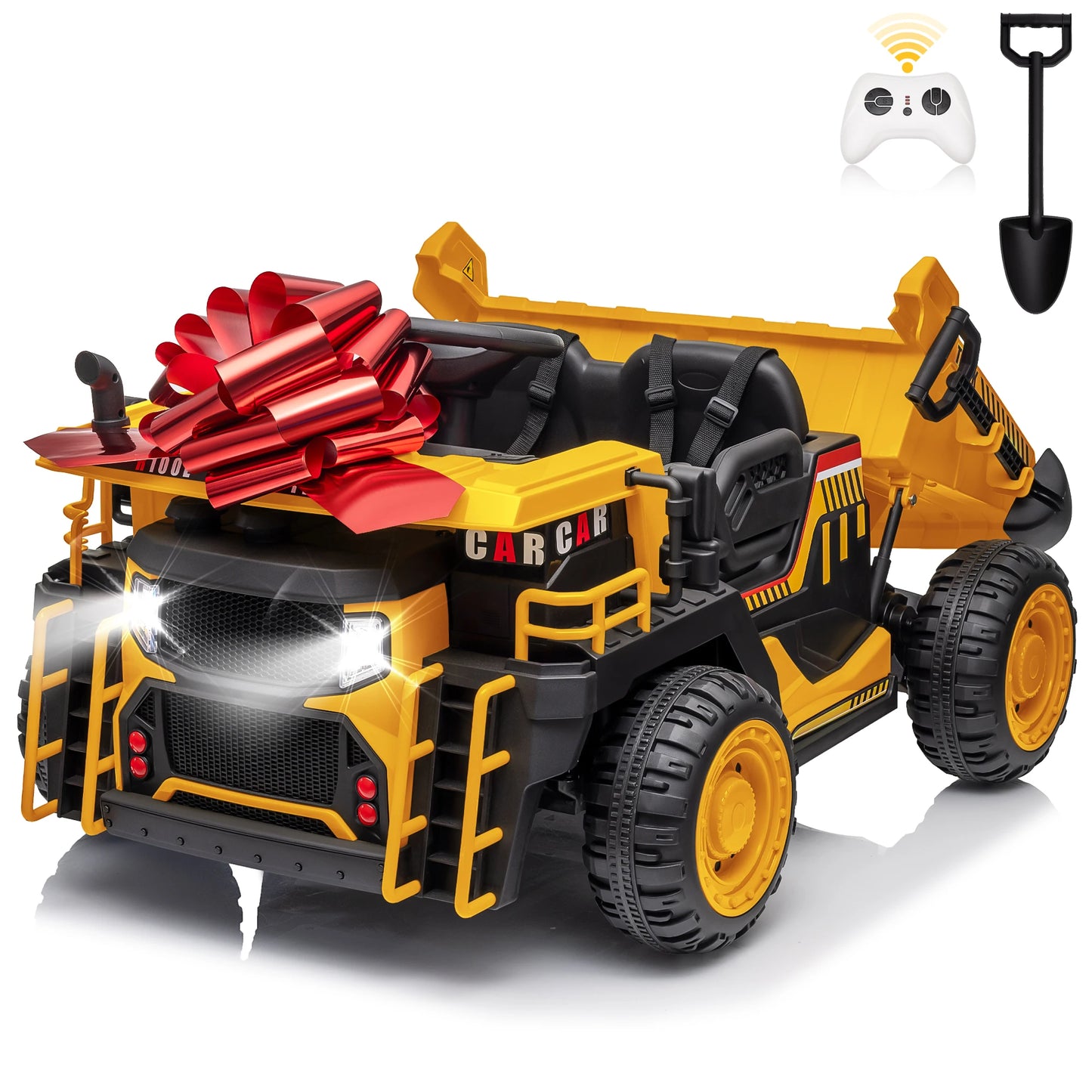24V Ride on Toys w/Remote Control, 2 Seater 400W Ride on Dump Truck, Electric Powered Ride on w/Dump Bed, 3 Speeds, Shovel, Blue