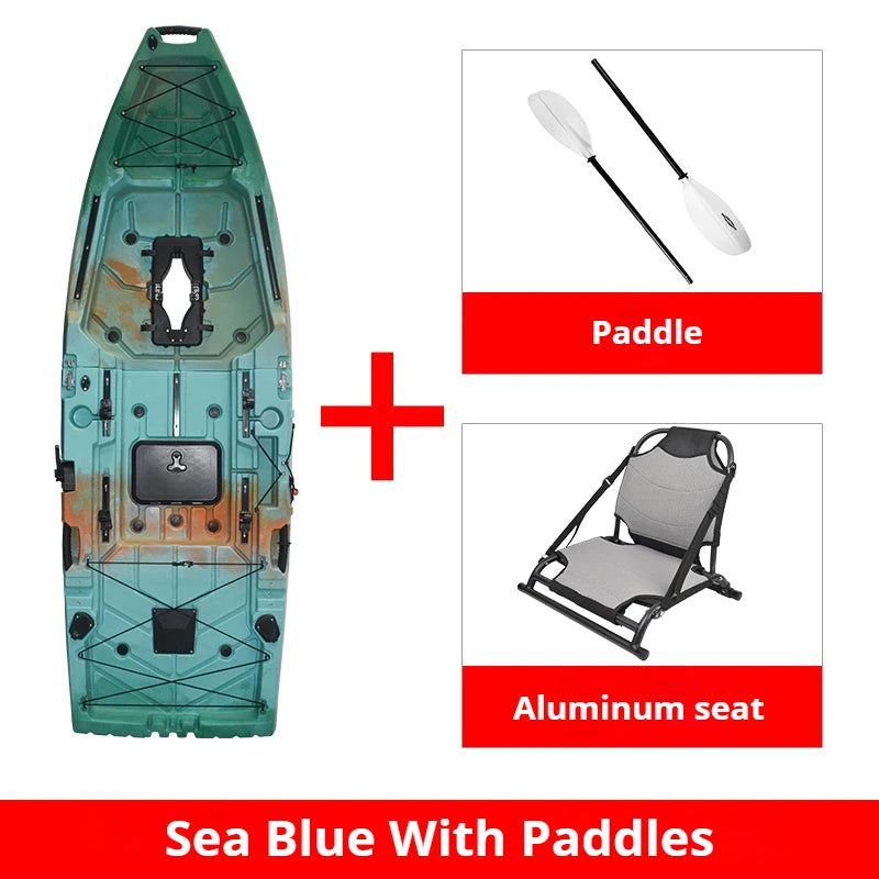 2-Seater Modular Kayak, Electric/Pedal-Driven HDPE Canoe with Aluminum Seats, Portable Fishing Boat for Lake Recreation