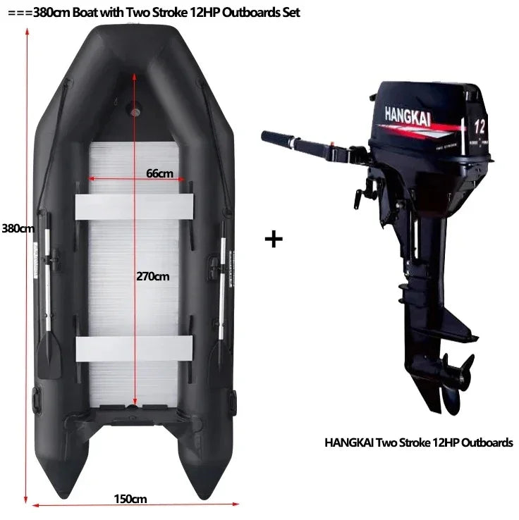 2.3~3.8m Inflatable Boat with Alloy Bottoms Set 1.2mm Thicken PVC Assault Boat V Shape Keel Boat Bottom