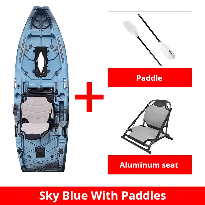 2-Seater Modular Kayak, Electric/Pedal-Driven HDPE Canoe with Aluminum Seats, Portable Fishing Boat for Lake Recreation