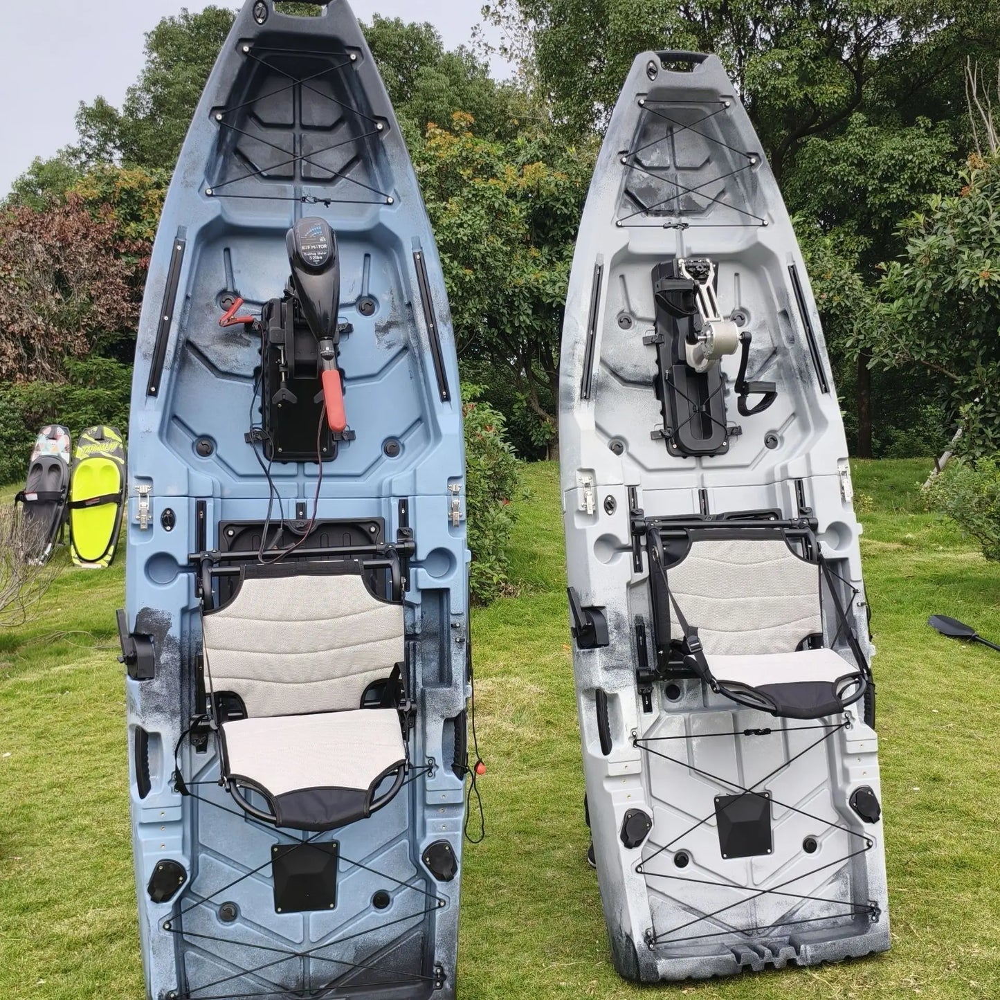 2-Seater Modular Kayak, Electric/Pedal-Driven HDPE Canoe with Aluminum Seats, Portable Fishing Boat for Lake Recreation
