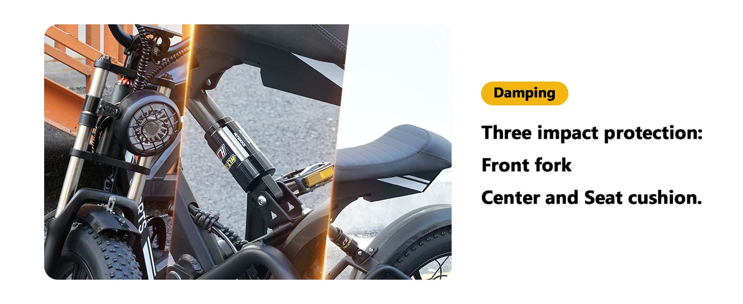 Electric Bicycle Motorcycle 1500W Peak 75Miles Snow Electric Bike 48V18AH Battery Shimano 7-Speed 20*4 Inch Fat Tire E-bike