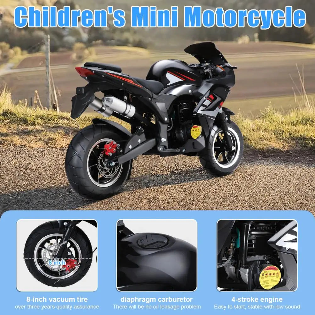 8 Inch Wheels Mini Motorcycle 49cc 4-Stroke Pocket Rocket Motorcycle Gas Pocket Motorbike with Front Rear Disc Brakes