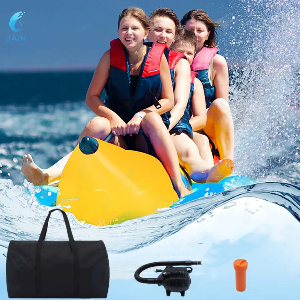 Inflatable Banana Boat, Outdoor High-Traction Floating Banana Boat, Water Park Amusement Surfing Equipment, 5 people