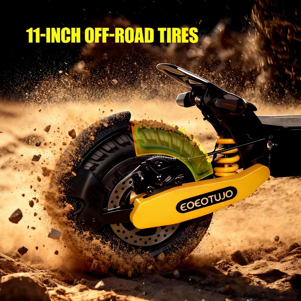 GT06 Electric Scooter Adults 30MPH,1200W Motor E-Scooter,11'' Off-Road Tire Scooter with Dual Suspension & Side Light