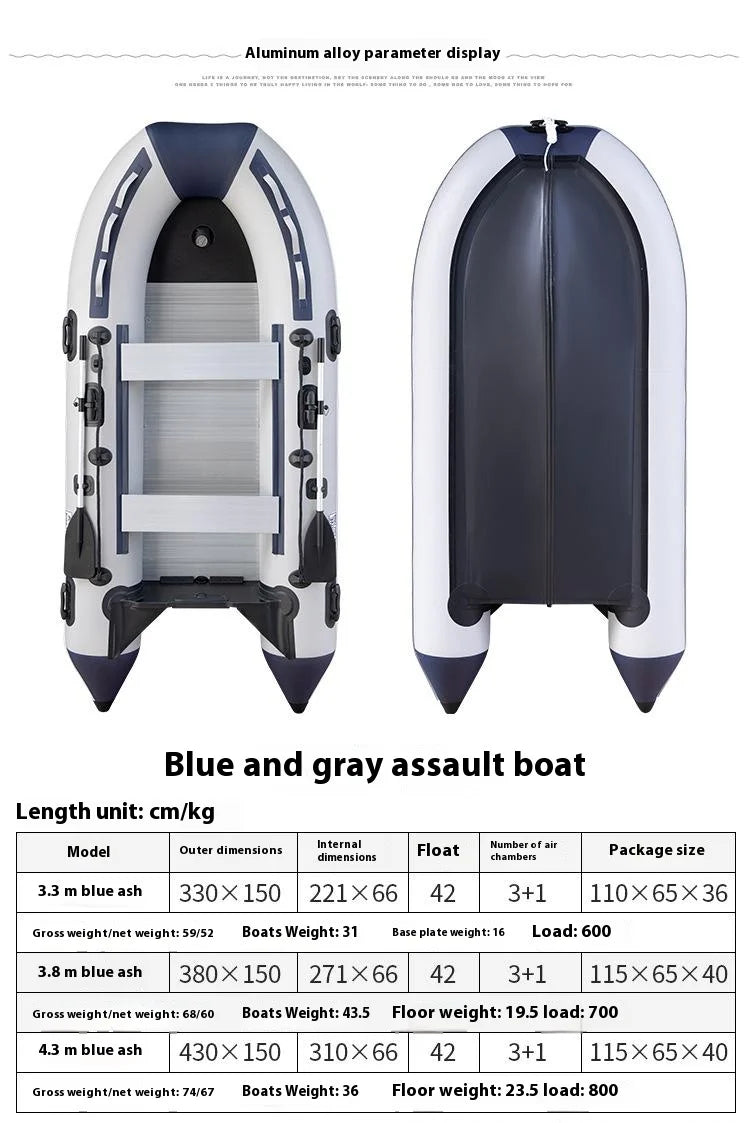 5–6 Person Inflatable Assault Boat 3.8m PVC Fishing Raft with Aluminum Floor, Anti-Collision Design & Rowing Accessories