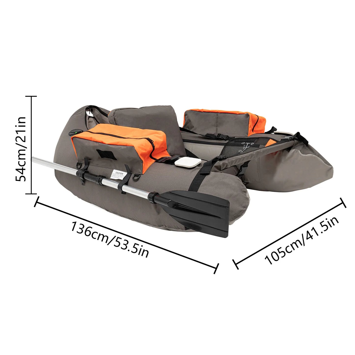 Portable Inflatable Fishing Boat Raft Blow Up Boat with Adjustable Angle Backrest for Outdoor and Fishing