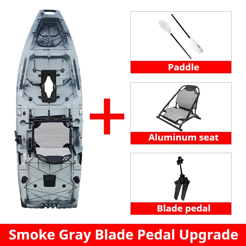 2-Seater Modular Kayak, Electric/Pedal-Driven HDPE Canoe with Aluminum Seats, Portable Fishing Boat for Lake Recreation