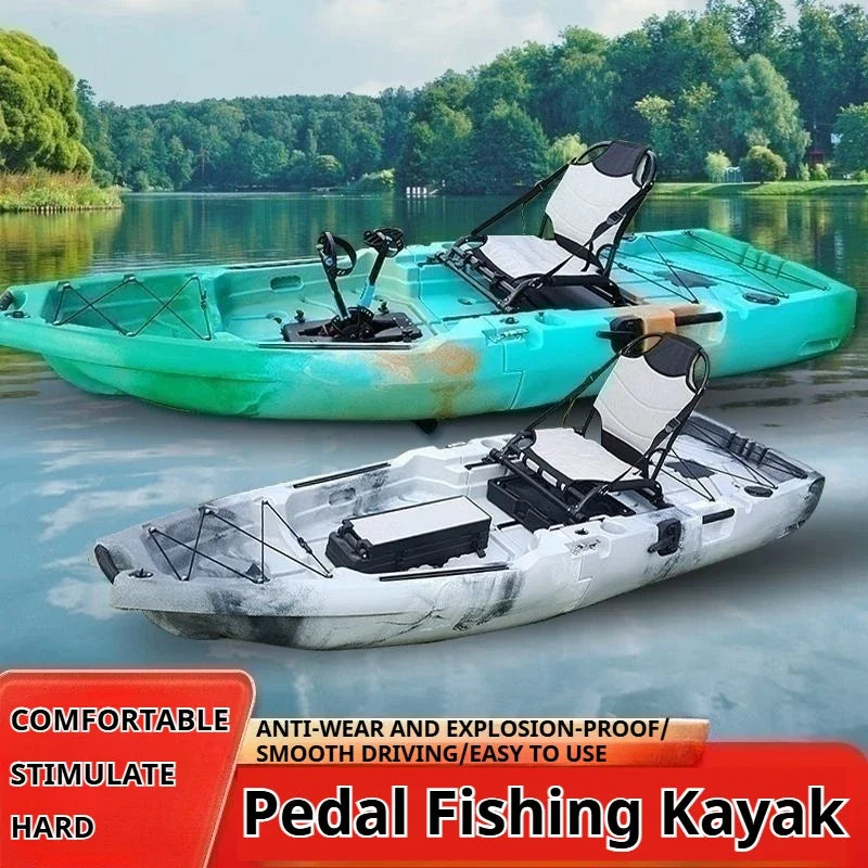 2-Seater Modular Kayak, Electric/Pedal-Driven HDPE Canoe with Aluminum Seats, Portable Fishing Boat for Lake Recreation