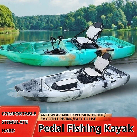 2-Seater Modular Kayak, Electric/Pedal-Driven HDPE Canoe with Aluminum Seats, Portable Fishing Boat for Lake Recreation
